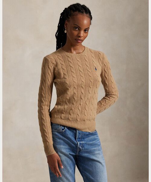 ケーブル ウールカシミヤ クルーネック セーター （ニット
