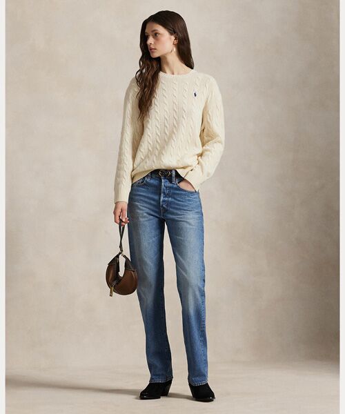 ケーブル ウールカシミヤ クルーネック セーター （ニット