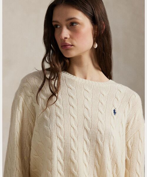 【専用】ラルフローレン大人気カシミヤ混クルーネックケーブルニットセーター現行 ケーブルニット コットン クルーネック セーター｜ポロ ラルフ