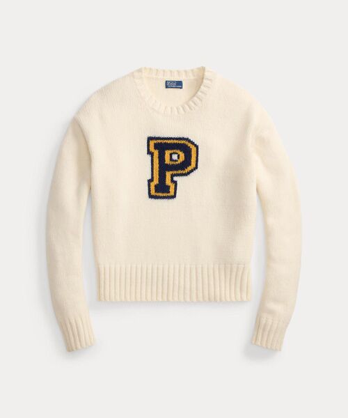 Pロゴ ウールブレンド クルーネック セーター （ニット・セーター