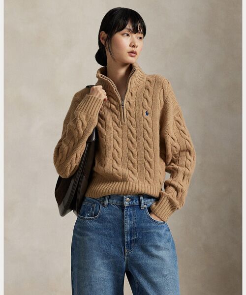 RALPH LAUREN　ニットキャミソール　S　カシミヤ ケーブルニット ウールカシミヤ セーター （ニット・セーター