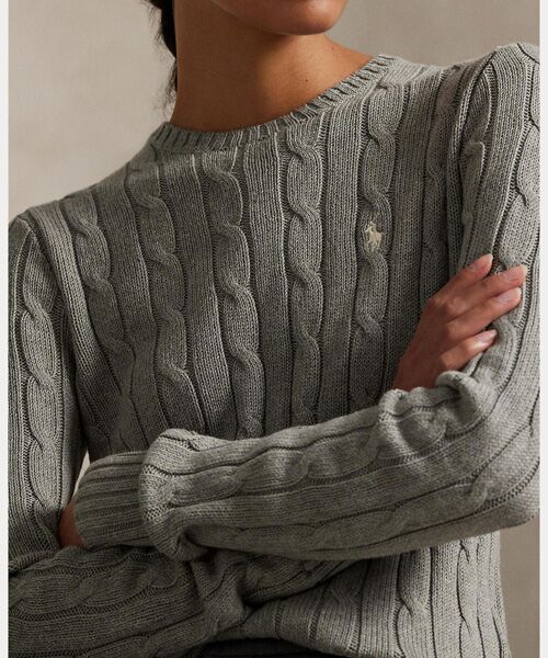 POLO RALPH LAUREN / ポロ ラルフ ローレン ニット・セーター | ケーブルニット コットン クルーネック セーター | 詳細4