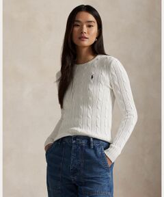 【ステキアイテム】ラルフローレン ♡ワッペンケーブルニット　アイボリーホワイト 選べる【ラルフローレン】人気カスタマイズ刺繍ケーブルニット