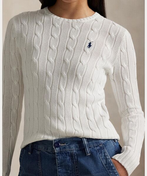 POLO RALPH LAUREN / ポロ ラルフ ローレン ニット・セーター | ケーブルニット コットン クルーネック セーター | 詳細4