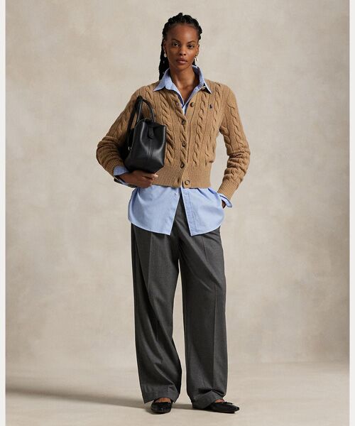 大人気✨ポロラルフローレン ウールカシミヤケーブルニットカーディガン 厚手 ケーブルニット ウールカシミヤ カーディガン（カーディガン