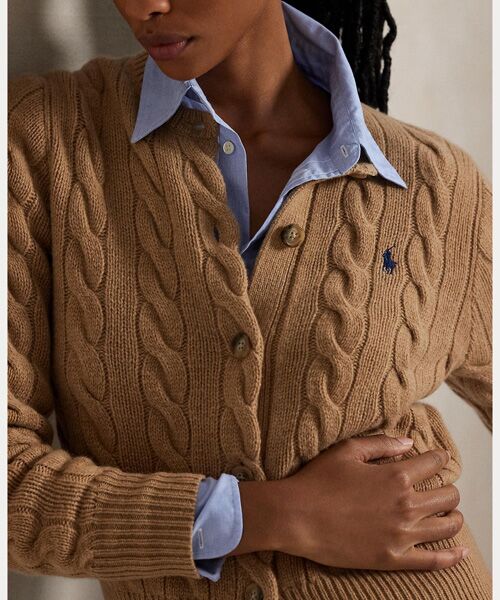 大人気✨ポロラルフローレン ウールカシミヤケーブルニットカーディガン 厚手 POLO RALPH LAUREN カーディガン ケーブルニット ウールカシミヤ