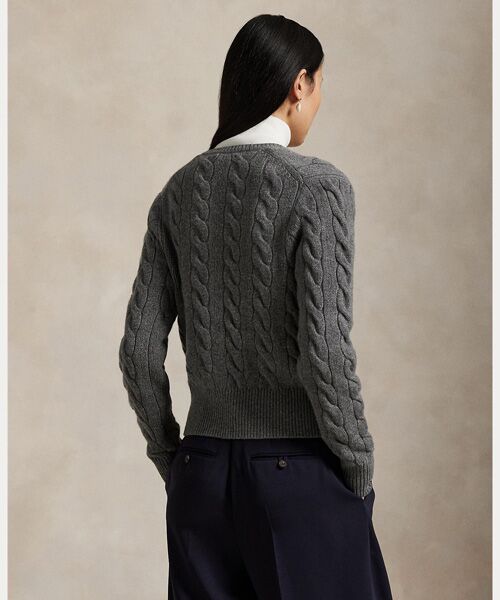 RALPH LAURENラルフローレン　ケーブル　ニット　カーディガン　グレー ポロ ラルフ ローレン POLO RALPH LAUREN ケーブルニット ウール