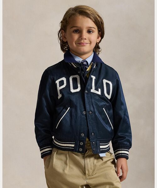 POLO RALPH LAUREN/ポロ ラルフ ローレン (ボーイズ 2才~7才)ロゴ サテン ベースボール ジャケット 410ネイビー 6 POLO RALPH LAUREN/ポロ ラルフ ローレン (ボーイズ 2才~7才)ロゴ サテン ベースボール ジャケット 410ネイビー 6