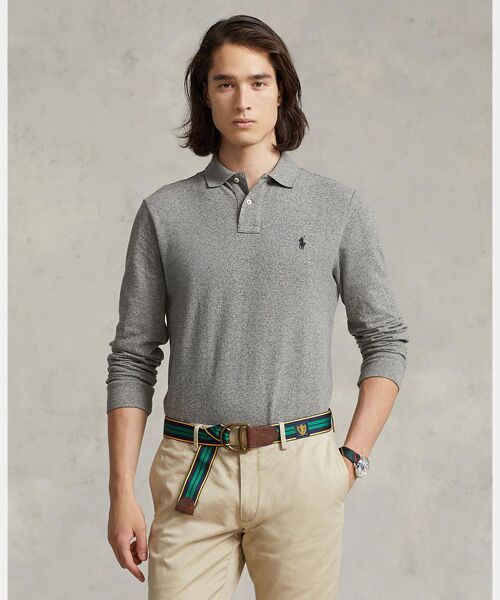 POLO RALPH LAUREN/ポロ ラルフ ローレン カスタム スリム フィット メッシュ ポロシャツ 020グレー M POLO RALPH LAUREN/ポロ ラルフ ローレン カスタム スリム フィット メッシュ ポロシャツ 020グレー M