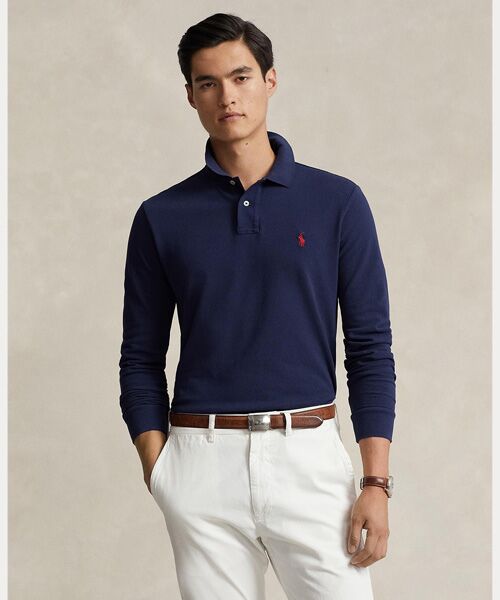 POLO RALPH LAUREN/ポロ ラルフ ローレン カスタム スリム フィット メッシュ ポロシャツ 400ブルー S POLO RALPH LAUREN/ポロ ラルフ ローレン カスタム スリム フィット メッシュ ポロシャツ 400ブルー S