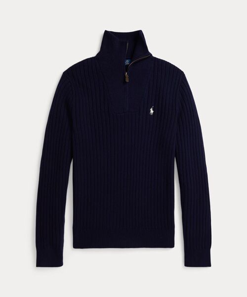 POLO RALPH LAUREN/ポロ ラルフ ローレン リブニット ウールコットン セーター 400ブルー L POLO RALPH LAUREN/ポロ ラルフ ローレン リブニット ウールコットン セーター 400ブルー L