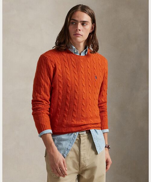 POLO RALPH LAUREN / ポロ ラルフ ローレン ニット・セーター | ケーブルニット ウールカシミヤ セーター（800オレンジ）