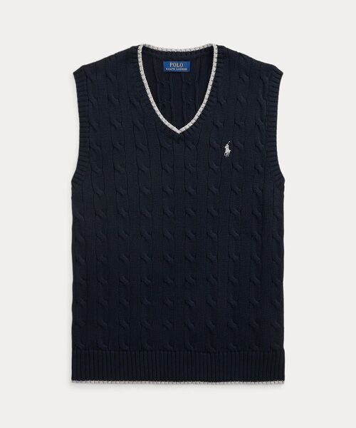 POLO RALPH LAUREN / ポロ ラルフ ローレン ベスト | ケーブルニット コットン セーター ベスト | 詳細1