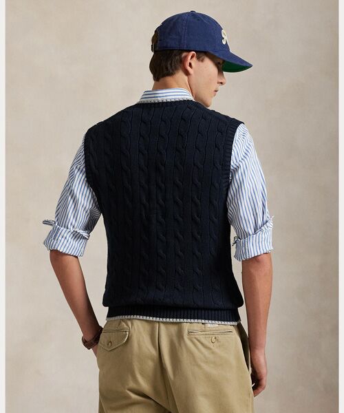 POLO RALPH LAUREN / ポロ ラルフ ローレン ベスト | ケーブルニット コットン セーター ベスト | 詳細3
