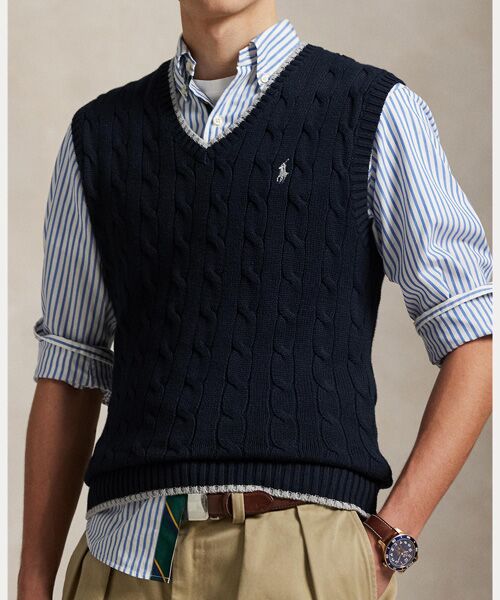 POLO RALPH LAUREN / ポロ ラルフ ローレン ベスト | ケーブルニット コットン セーター ベスト | 詳細4
