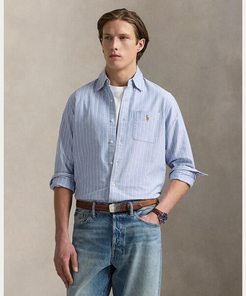 POLO RALPH LAUREN/ポロ ラルフ ローレン クラシック フィット ストライプド オックスフォード シャツ 400ブルー S POLO RALPH LAUREN/ポロ ラルフ ローレン クラシック フィット ストライプド オックスフォード シャツ 400ブルー S