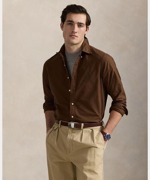 POLO RALPH LAUREN/ポロ ラルフ ローレン クラシック フィット ガーメントダイド オックスフォード シャツ 200ブラウン M POLO RALPH LAUREN/ポロ ラルフ ローレン クラシック フィット ガーメントダイド オックスフォード シャツ 200ブラウン M