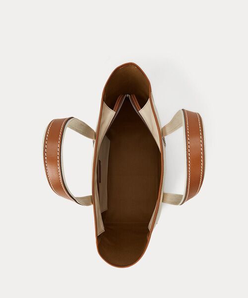 POLO RALPH LAUREN / ポロ ラルフ ローレン トートバッグ | レザートリム キャンバス ミディアム ショッパー トート | 詳細3