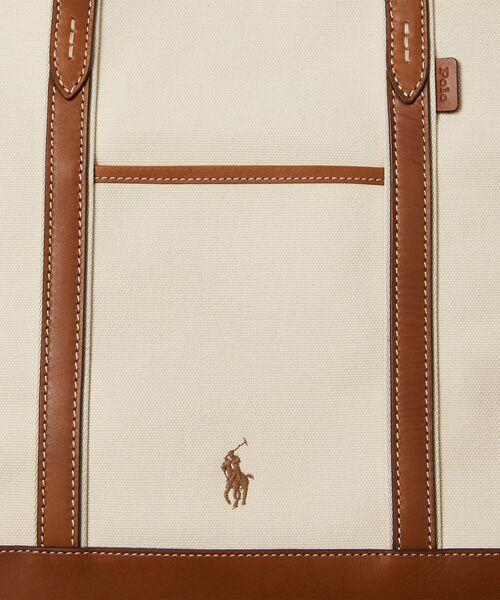 POLO RALPH LAUREN / ポロ ラルフ ローレン トートバッグ | レザートリム キャンバス ミディアム ショッパー トート | 詳細4