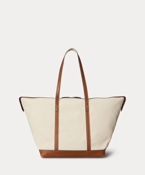 POLO RALPH LAUREN / ポロ ラルフ ローレン トートバッグ | レザートリム キャンバス ラージ ショッパー トート | 詳細2