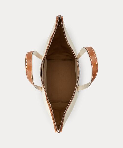 POLO RALPH LAUREN / ポロ ラルフ ローレン トートバッグ | レザートリム キャンバス ラージ ショッパー トート | 詳細3