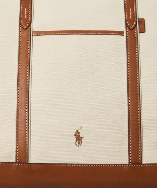 POLO RALPH LAUREN / ポロ ラルフ ローレン トートバッグ | レザートリム キャンバス ラージ ショッパー トート | 詳細4