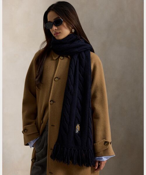 POLO RALPH LAUREN / ポロ ラルフ ローレン マフラー・ショール・スヌード・ストール | Polo ベア ケーブルニット ウールブレンド マフラー | 詳細3