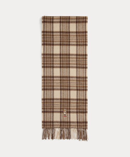 POLO RALPH LAUREN / ポロ ラルフ ローレン マフラー・ショール・スヌード・ストール | Polo ベア チェック フリンジ ウール マフラー | 詳細1