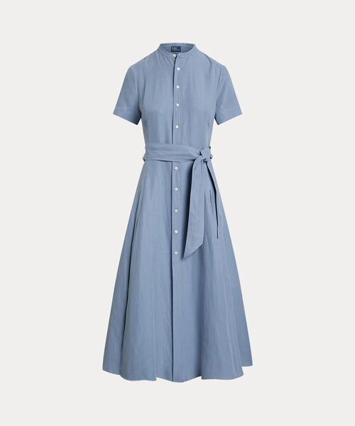 POLO RALPH LAUREN / ポロ ラルフ ローレン ロング・マキシ丈ワンピース | ベルテッド シルクブレンド Aライン シャツドレス | 詳細1