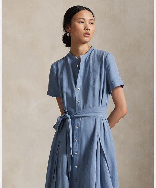 POLO RALPH LAUREN / ポロ ラルフ ローレン ロング・マキシ丈ワンピース | ベルテッド シルクブレンド Aライン シャツドレス | 詳細2