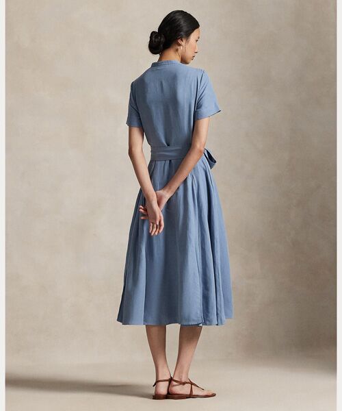 POLO RALPH LAUREN / ポロ ラルフ ローレン ロング・マキシ丈ワンピース | ベルテッド シルクブレンド Aライン シャツドレス | 詳細3