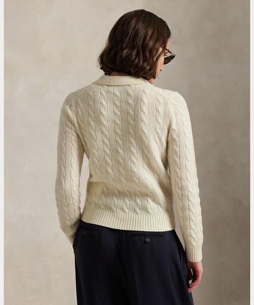POLO RALPH LAUREN / ポロ ラルフ ローレン ニット・セーター | ケーブルニット ウールカシミヤ ポロ セーター | 詳細3