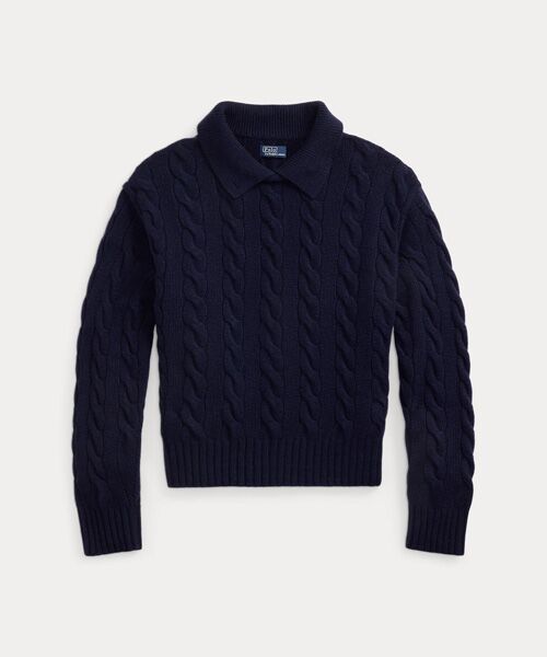 POLO RALPH LAUREN / ポロ ラルフ ローレン ニット・セーター | ケーブルニット ウールカシミヤ ポロ セーター | 詳細1