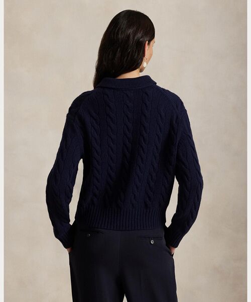 POLO RALPH LAUREN / ポロ ラルフ ローレン ニット・セーター | ケーブルニット ウールカシミヤ ポロ セーター | 詳細3