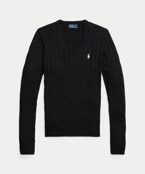 POLO RALPH LAUREN / ポロ ラルフ ローレン ニット・セーター | ケーブルニット コットン Vネック セーター | 詳細1