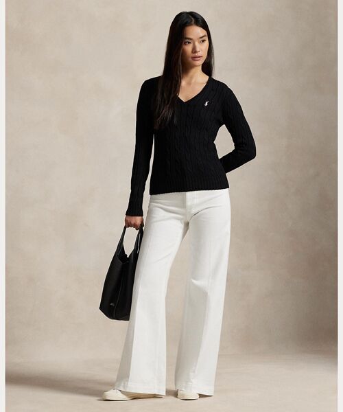 POLO RALPH LAUREN / ポロ ラルフ ローレン ニット・セーター | ケーブルニット コットン Vネック セーター | 詳細2