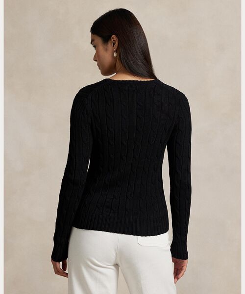 POLO RALPH LAUREN / ポロ ラルフ ローレン ニット・セーター | ケーブルニット コットン Vネック セーター | 詳細3