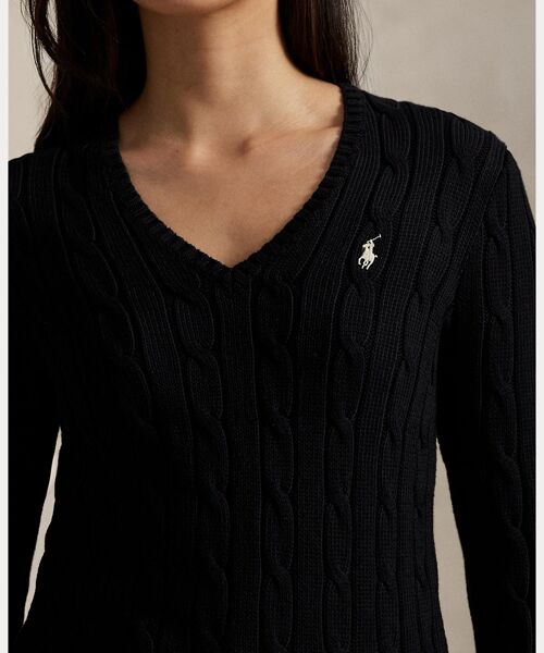 POLO RALPH LAUREN / ポロ ラルフ ローレン ニット・セーター | ケーブルニット コットン Vネック セーター | 詳細4