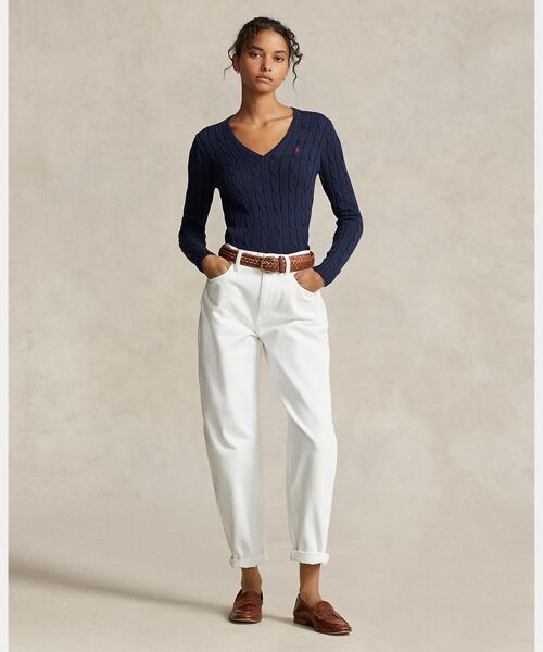 POLO RALPH LAUREN / ポロ ラルフ ローレン ニット・セーター | ケーブルニット コットン Vネック セーター | 詳細2