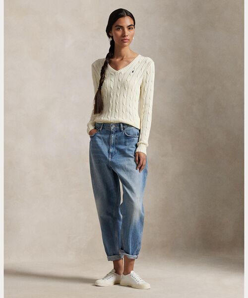 POLO RALPH LAUREN / ポロ ラルフ ローレン ニット・セーター | ケーブルニット コットン Vネック セーター | 詳細2