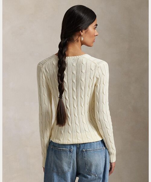 POLO RALPH LAUREN / ポロ ラルフ ローレン ニット・セーター | ケーブルニット コットン Vネック セーター | 詳細3