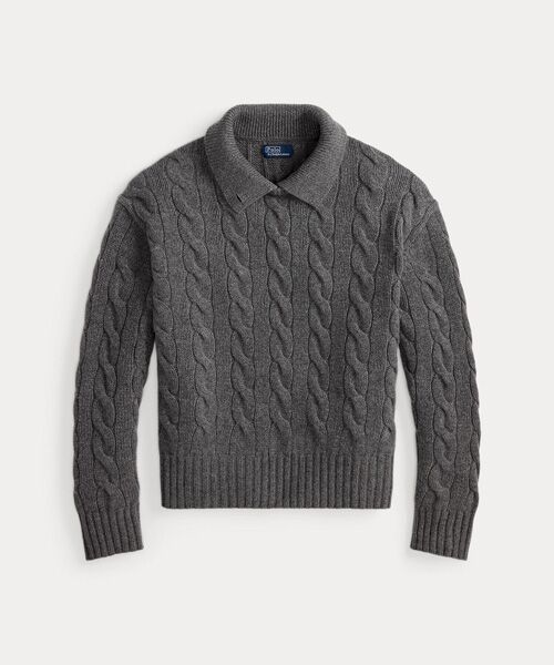 POLO RALPH LAUREN / ポロ ラルフ ローレン ニット・セーター | ケーブルニット ウールカシミヤ ポロ セーター | 詳細1