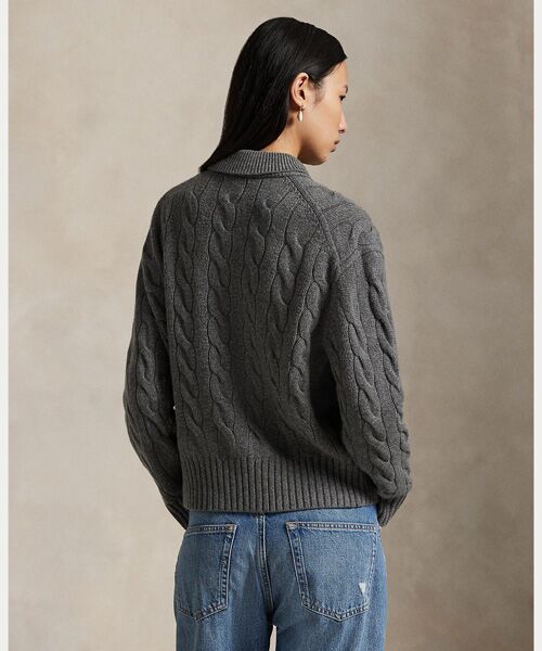 POLO RALPH LAUREN / ポロ ラルフ ローレン ニット・セーター | ケーブルニット ウールカシミヤ ポロ セーター | 詳細3
