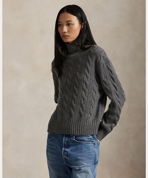 POLO RALPH LAUREN / ポロ ラルフ ローレン ニット・セーター | ケーブルニット ウールカシミヤ ポロ セーター | 詳細5