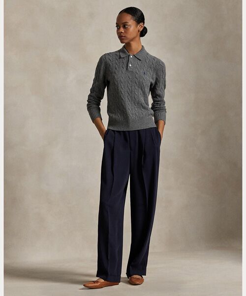 POLO RALPH LAUREN / ポロ ラルフ ローレン ニット・セーター | ケーブルニット ウールカシミヤ ポロ セーター | 詳細2