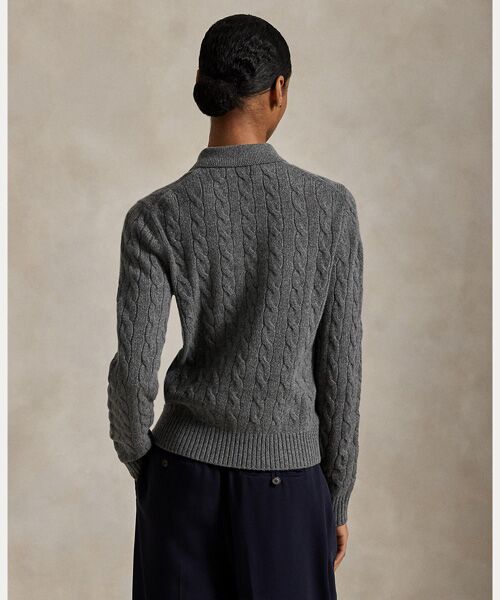 POLO RALPH LAUREN / ポロ ラルフ ローレン ニット・セーター | ケーブルニット ウールカシミヤ ポロ セーター | 詳細3