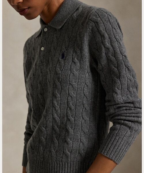 POLO RALPH LAUREN / ポロ ラルフ ローレン ニット・セーター | ケーブルニット ウールカシミヤ ポロ セーター | 詳細4