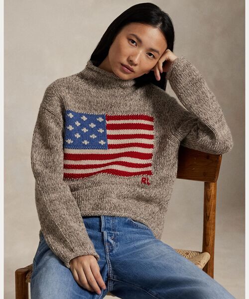 POLO RALPH LAUREN/ポロ ラルフ ローレン フラッグ ウールブレンド タートルネック セーター 101ナチュラル M