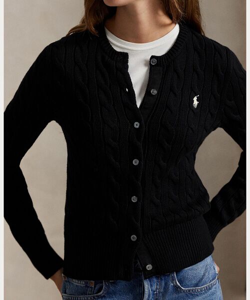 POLO RALPH LAUREN / ポロ ラルフ ローレン カーディガン・ボレロ | ケーブルニット コットン クルーネック カーディガン | 詳細4