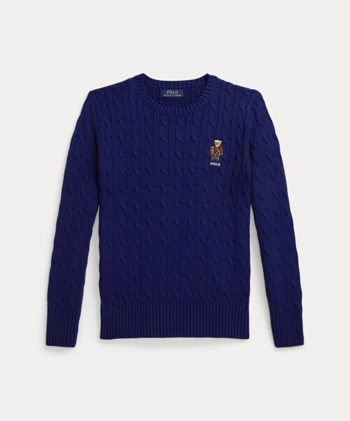 POLO RALPH LAUREN / ポロ ラルフ ローレン ニット・セーター | (ボーイズ 8才～20才)Polo ベア ケーブルニット コットン セーター（400ブルー）
